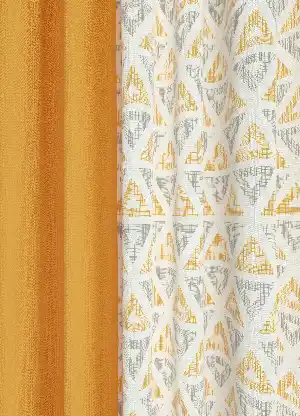 Dökümlü Kumaştan Kombinli Geniş En Modern Desenli Fon Perde 1. Kalite